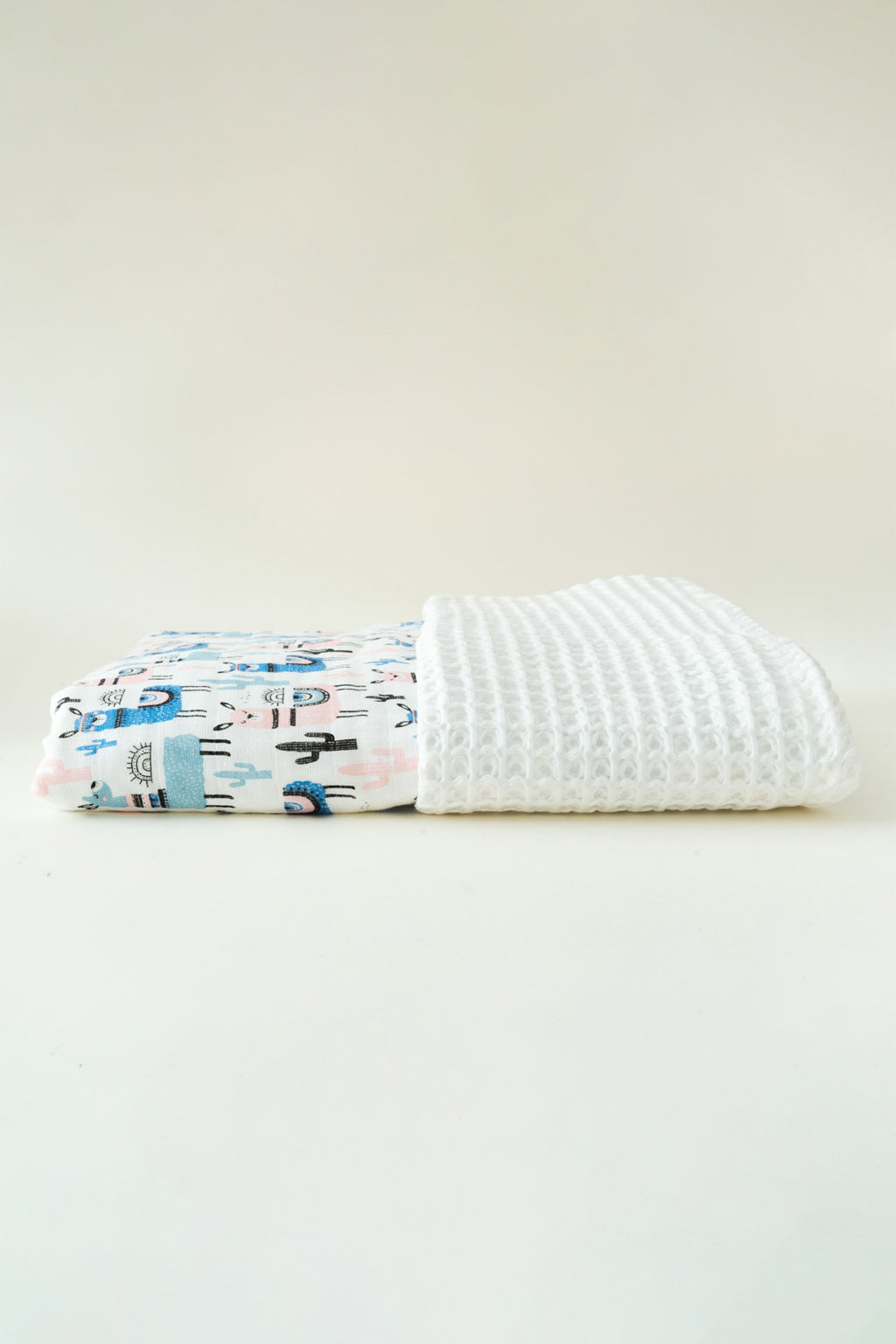 LLAMA WAFFLE-MUSLIN BABY BLANKET