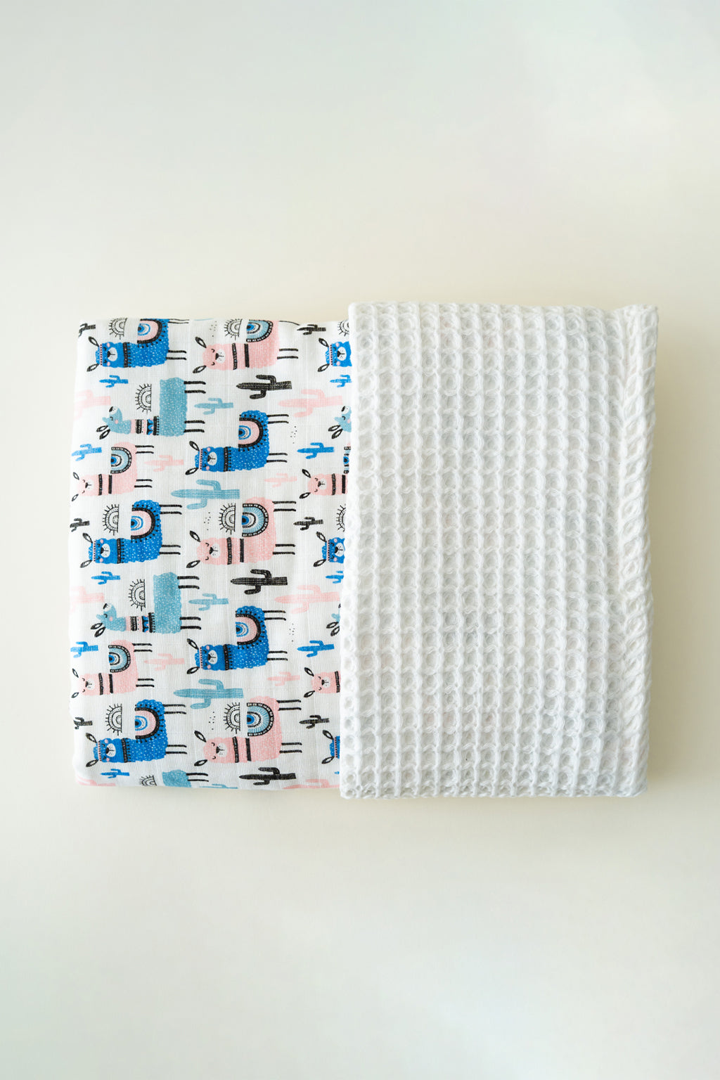 LLAMA WAFFLE-MUSLIN BABY BLANKET