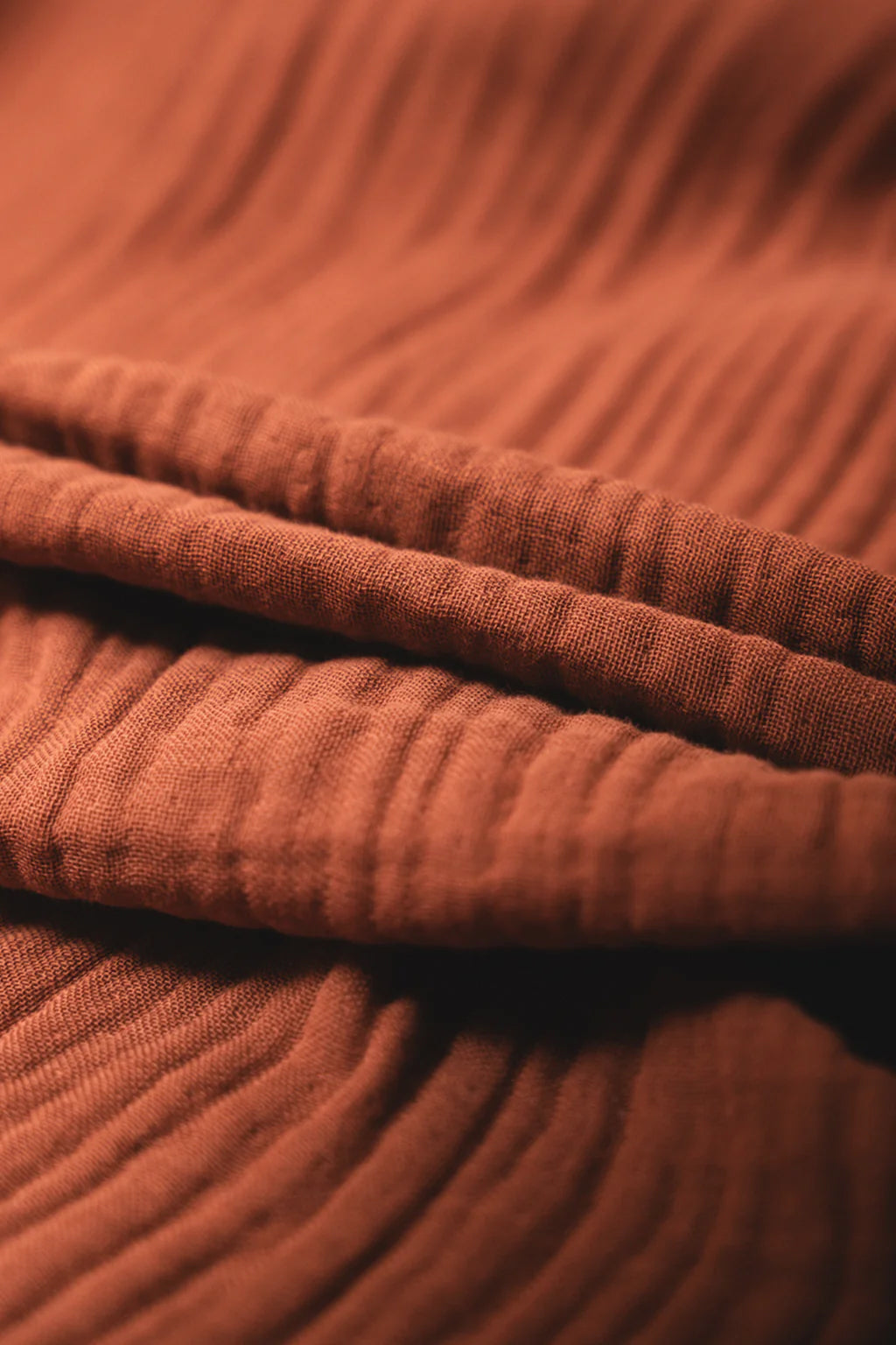 TERRACOTTA CRINKLE BED COVER SET