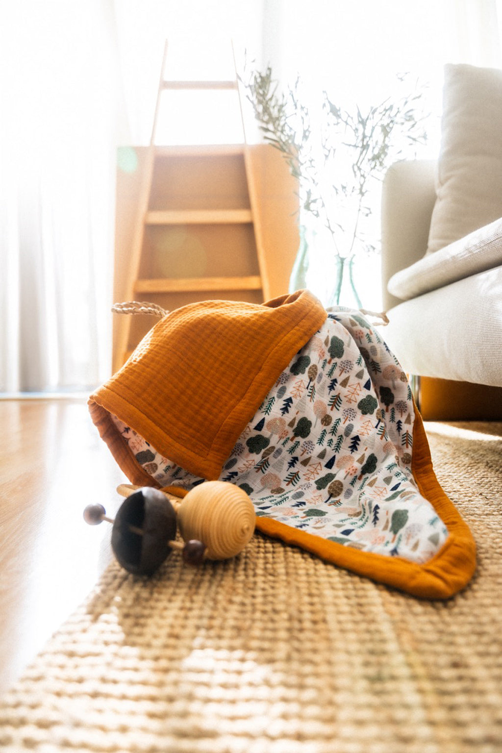 PINE TREE CRINKLE-MUSLIN BABY BLANKET