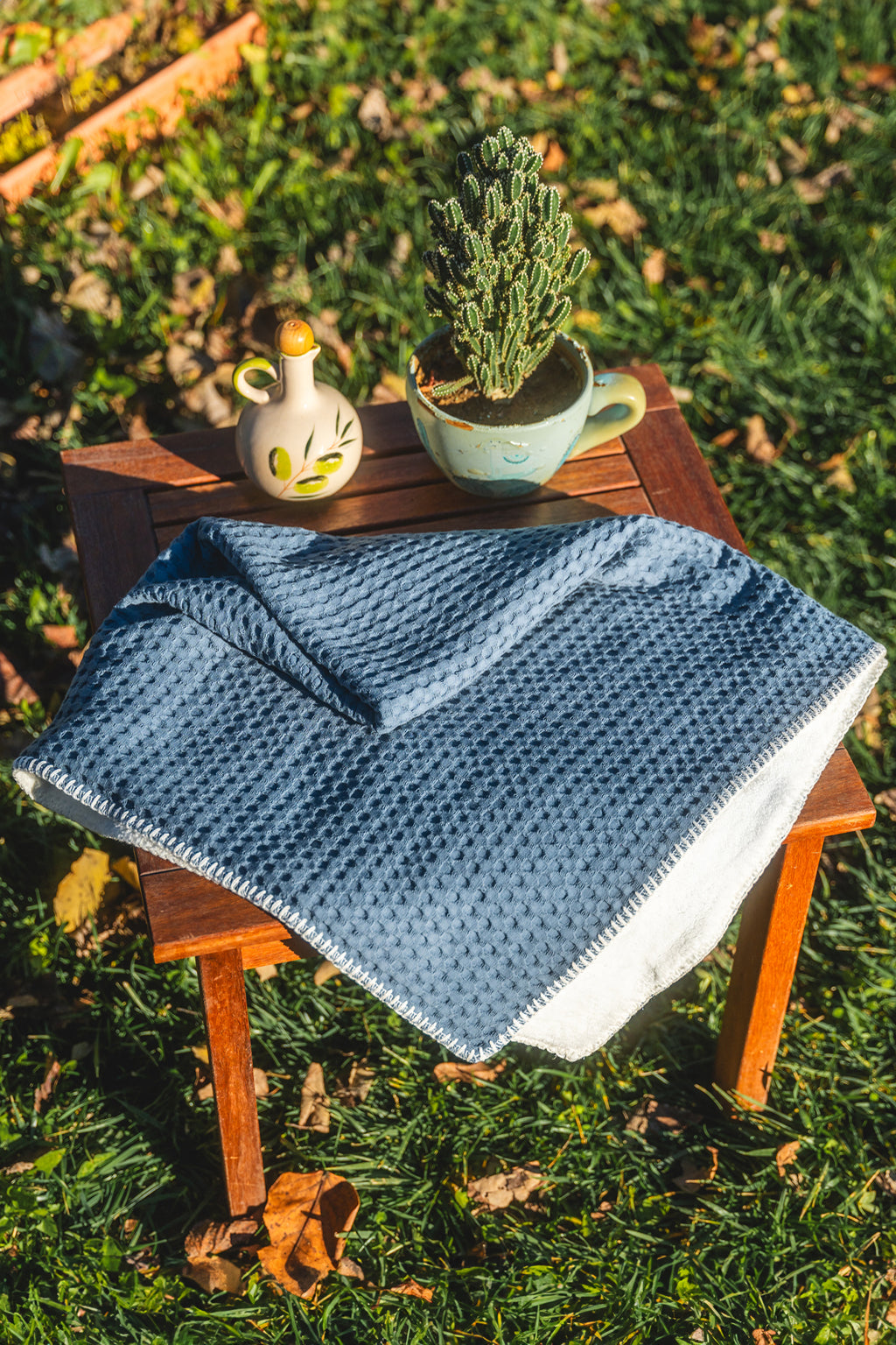 DEEP SEA WAFFLE-MUSLIN BABY BLANKET