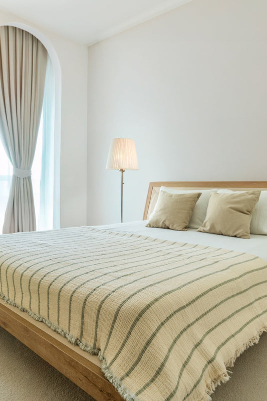 DUO SAGE CRINKLE BED COVER