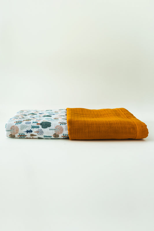 PINE TREE CRINKLE-MUSLIN BABY BLANKET