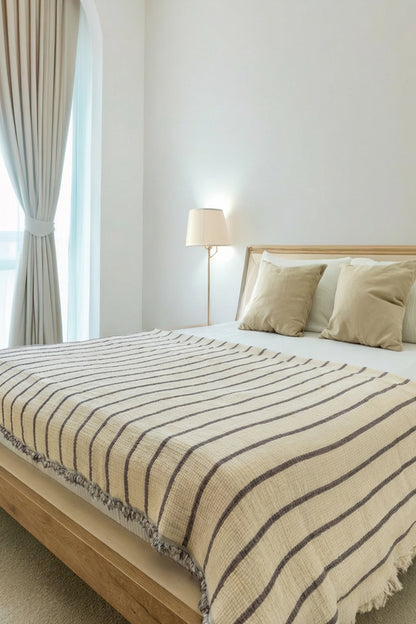 DUO BROWN CRINKLE BED COVER