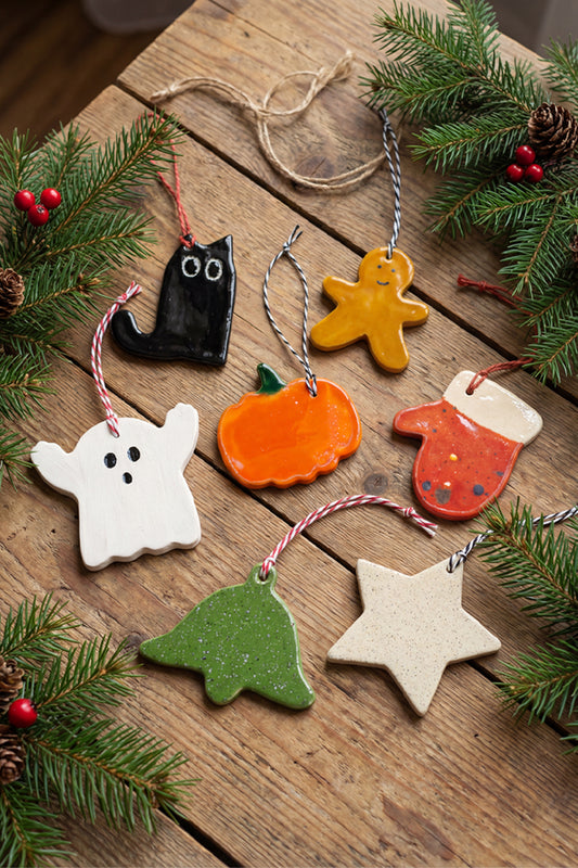 HANDCRAFTED CHRISTMAS TREE ORNAMENTS - SET of 7