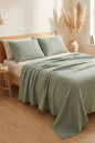 SAGE GREEN CRINKLE BED COVER SET