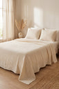 CREAM CRINKLE BED COVER SET