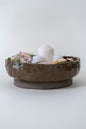 BROWN PEDESTAL CERAMIC BOWL