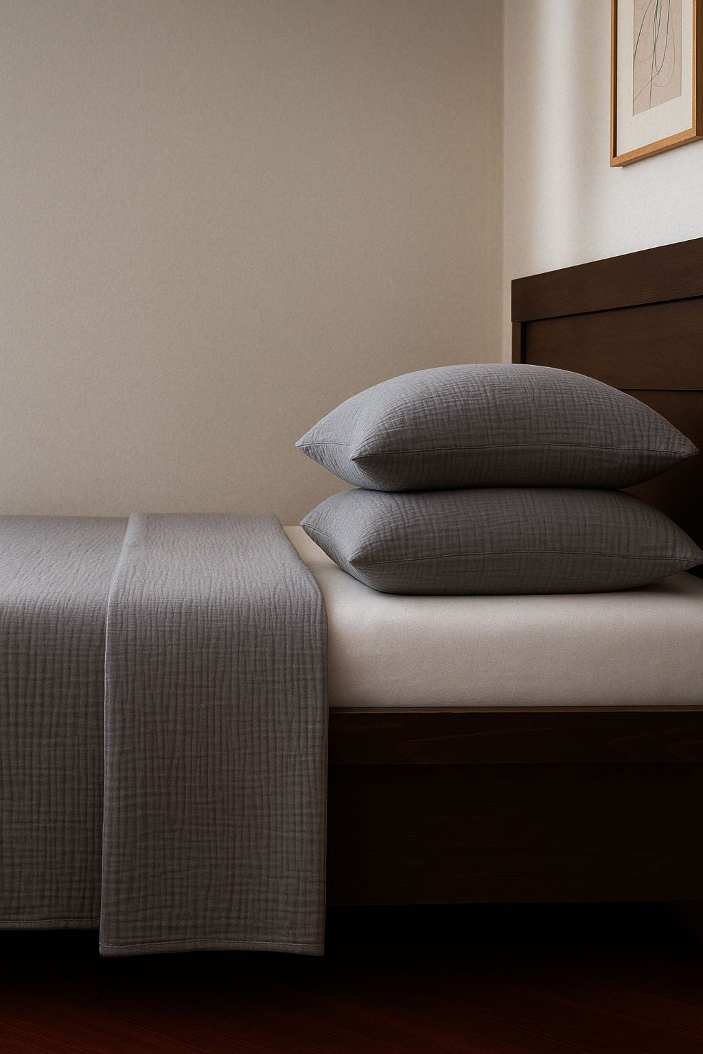 ANTHRACITE CRINKLE BED COVER SET
