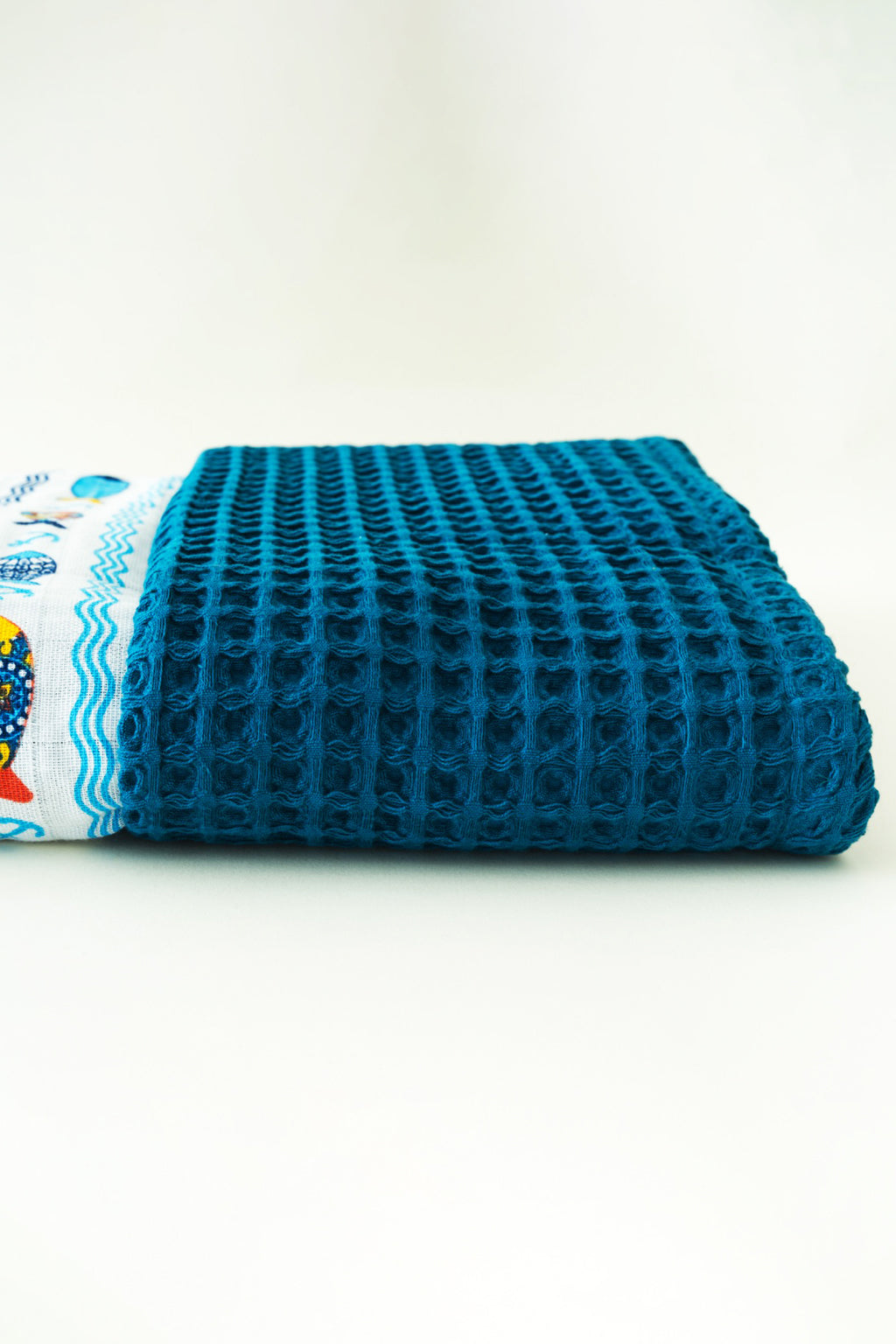 FISH WAFFLE-MUSLIN BABY BLANKET