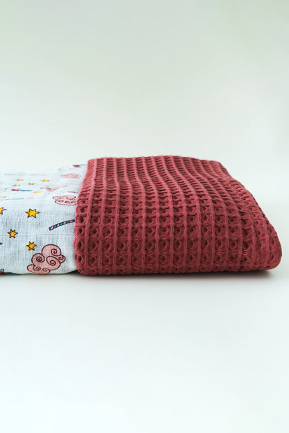 UNICORN WAFFLE-MUSLIN BABY BLANKET
