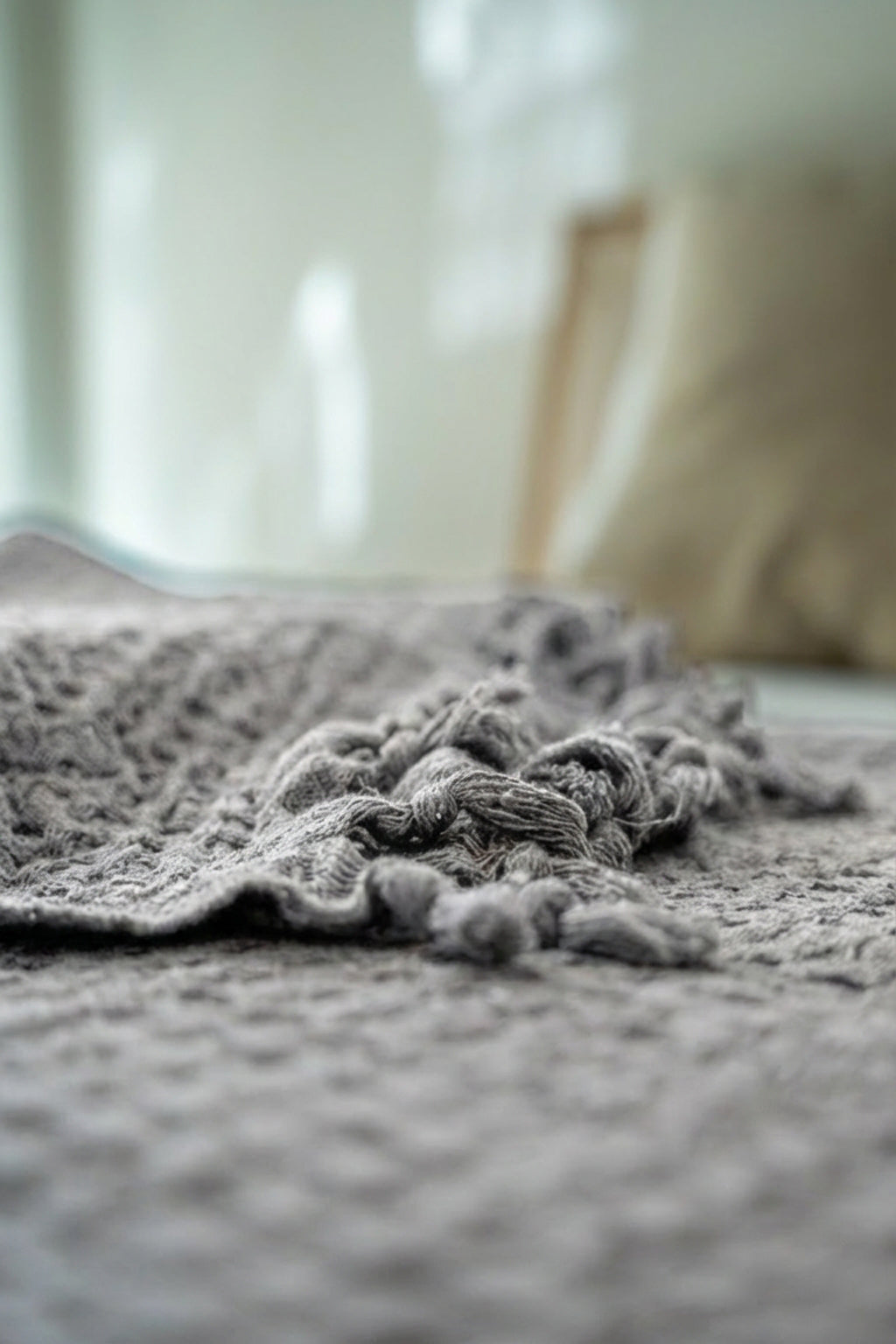 GREY TEXTURED BEDSPREAD