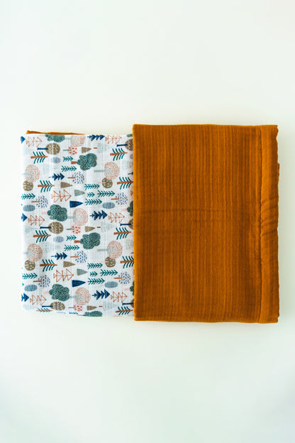 PINE TREE CRINKLE-MUSLIN BABY BLANKET