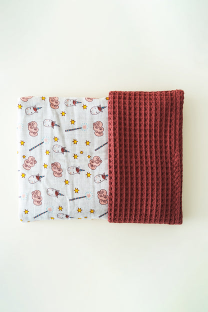 UNICORN WAFFLE-MUSLIN BABY BLANKET