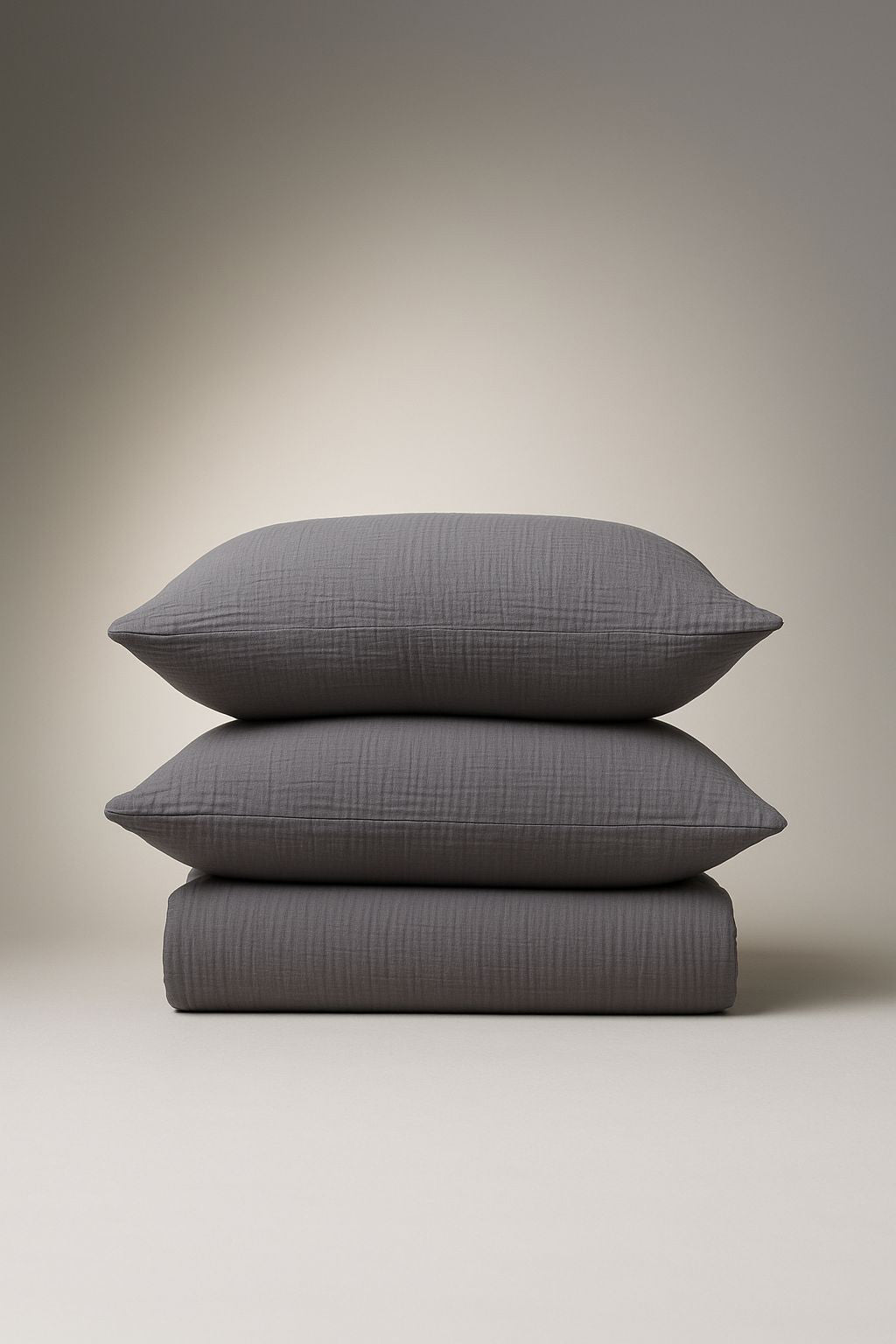 ANTHRACITE CRINKLE BED COVER SET
