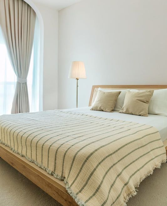 DUO SAGE CRINKLE BED COVER