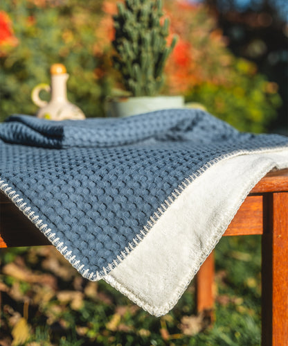DEEP SEA WAFFLE-MUSLIN BABY BLANKET