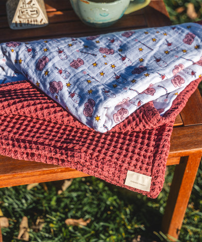 UNICORN WAFFLE-MUSLIN BABY BLANKET